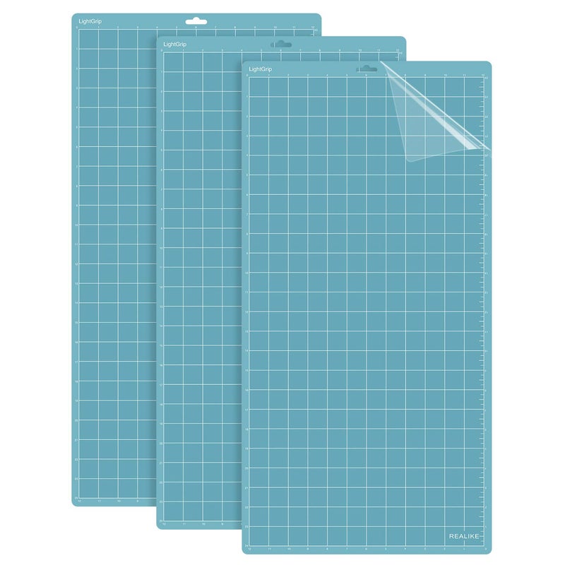 REALIKE LightGrip Cutting Mat Compatible with Cricut Maker 3/Maker 4/Maker/Explore 3/4/Air 2/Air/One(3 Mats,12x24 inch) Blue Light Adhesive Cut Mats for Crafts, Quilting, Sewing and All Arts - Image 1